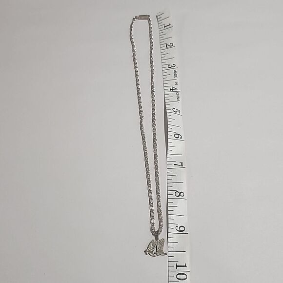 Sterling Silver 925 Boot Charm on Silver Tone Snail Chain Necklace - Picture 4 of 4